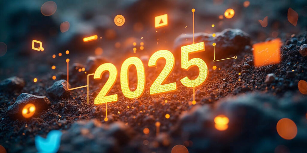 An infographic showcasing the 2025 SEO landscape, including AI tools, multi-channel strategies, and trust-building tactics.